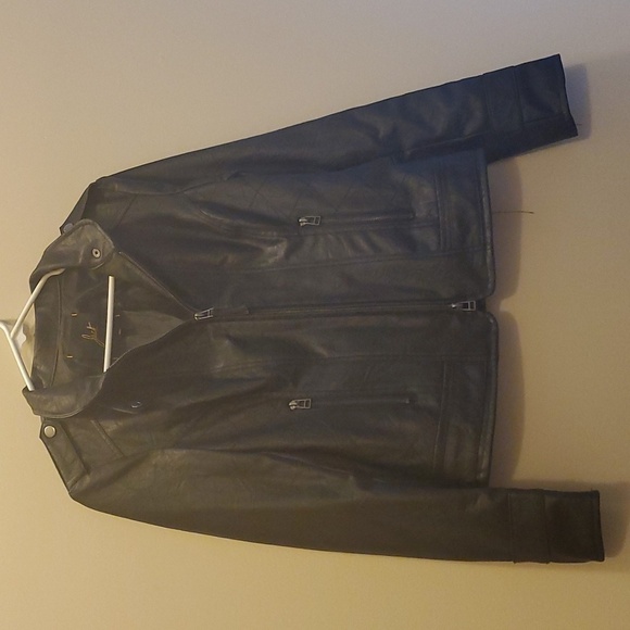 Jacket faux leather jacket men’s size medium M black faux leather - Picture 1 of 11